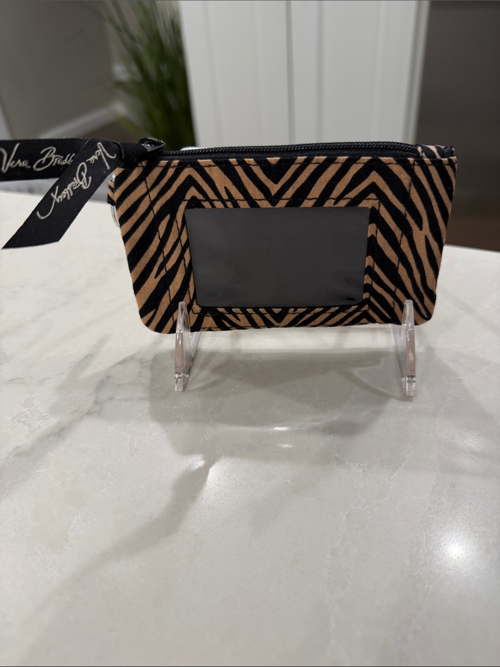 Vera Bradley Zebra Print ID Black & Tan Stripe Card Wallet